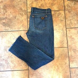 Joe’s jeans mid wash straight leg cut off distress